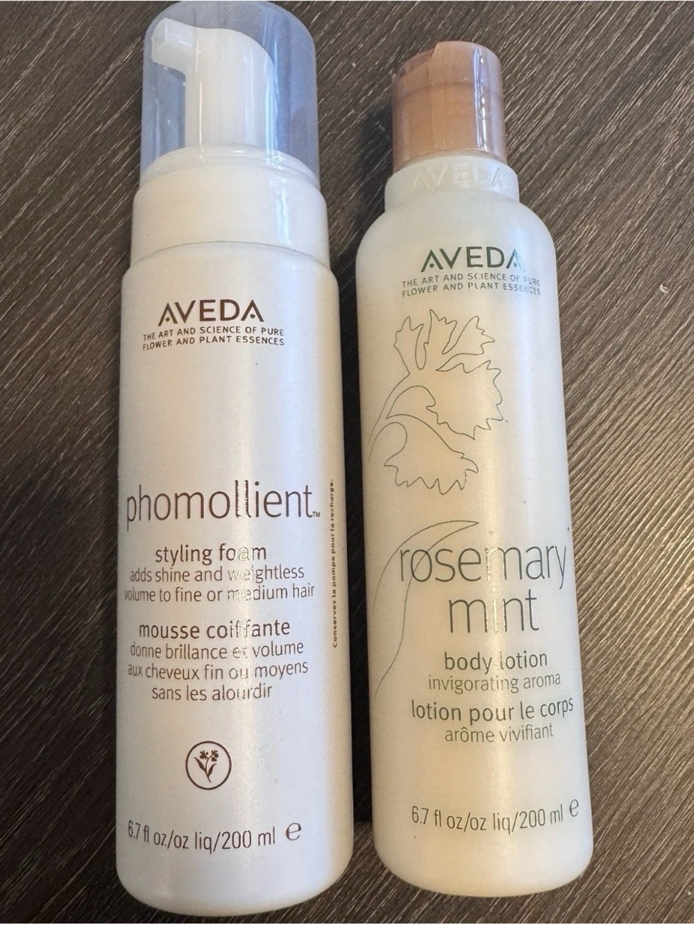 Lot of 2 Aveda Hair Styling Foam Mousse & Rosemary Mint Body Lotion 200ml Each